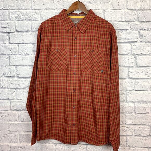 Mountain Hardwear Long‎ Sleeve Button Up Shirt Red Multicolor Check Plaid Large - Picture 1 of 6